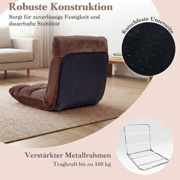 Sammenklappelig gulvstol 60x54x57 cm brun