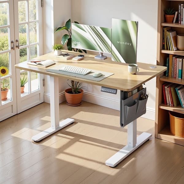 Høydejusterbart skrivebord 60x120x72-120 cm eiketre stål