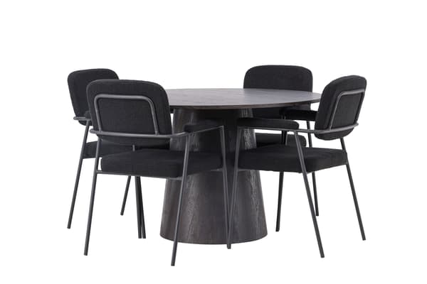 Spisebord og stol sæt Lanzo 120 cm brun og sort