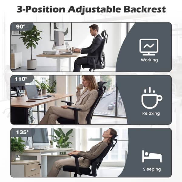 Kontorstol 71x72x125 cm Sort, ergonomisk , Star