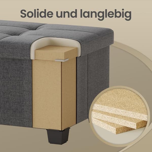 Oppbevaringsbenk med sammenleggbart lokk, lin-look