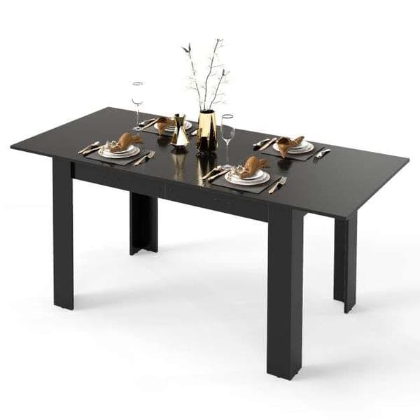 Udtrækkeligt spisebord, 158x70x76 cm, sort , Star