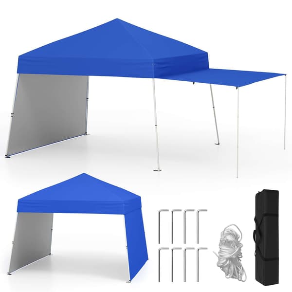 Pop-up telt med baldakcm, 14x9,2x8,3 ft, blå