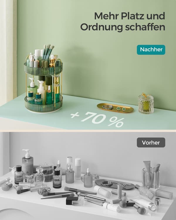 Makeup Organizer, roterende, 23x23x31 cm, grøn