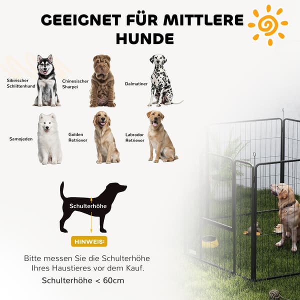 Hundegård, stål, 100 cm høj, sort