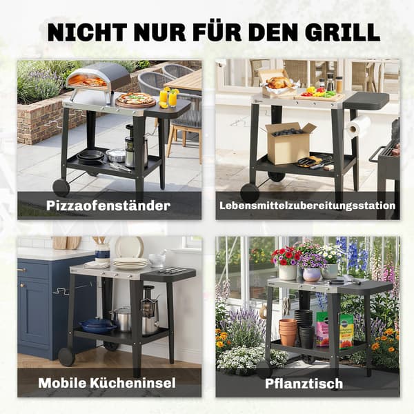Køkkenvogn 115x67,5x80,5 cm Sort Rustfrit Stål