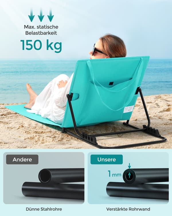 Strandstol, 158x55 cm, Blå