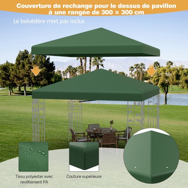 Pavilion Erstatningsdug 300x300 cm mørkegrøn