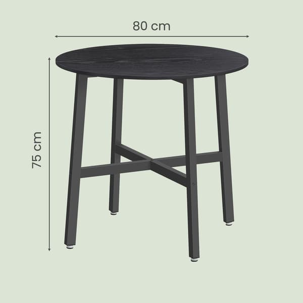 Matbord, 80x75 cm, Brun-Svart