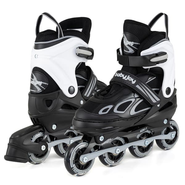 Justerbare Inline Rulleskøjter til Børn 4 Størrelser Sort