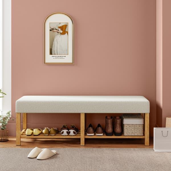 Skobænk 140x44x48 cm Beige Træ