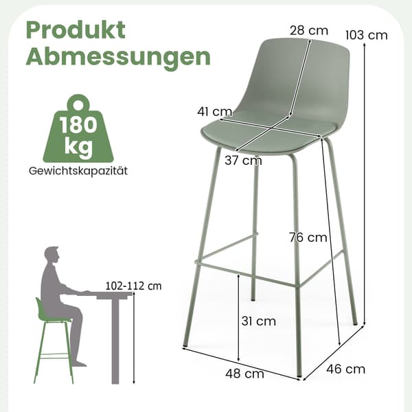 Barstolset, 48x46x103 cm, Grön, Konstläder , Star