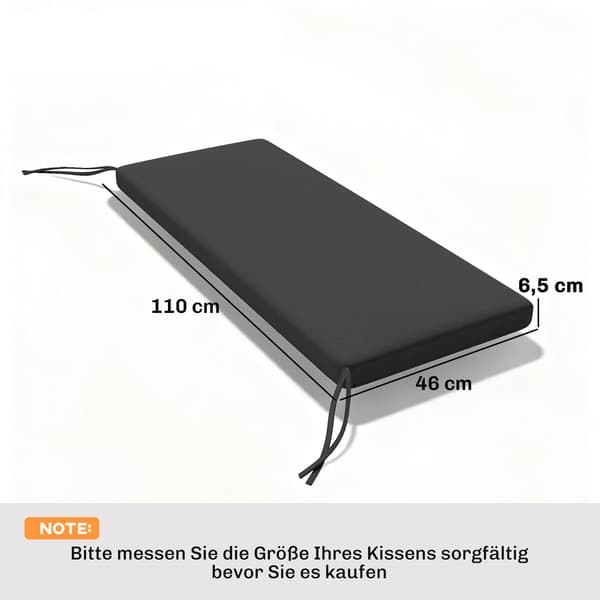 Bänkdyna 110x46 cm Mörkgrå Vattenavvisande Polyester