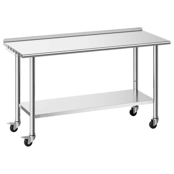 Arbejdsbord 61x152 cm Rustfrit stål Justerbar undershelf