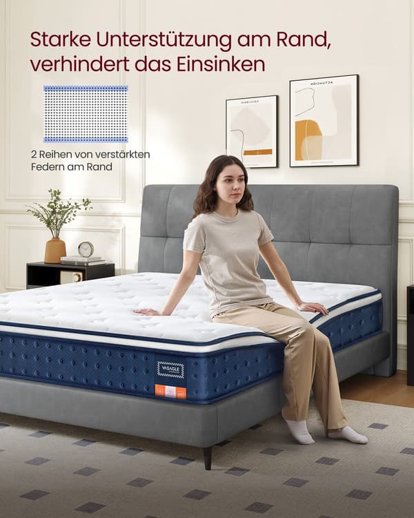 Madrass 90x200x25 cm Blå, Gel Memory Foam