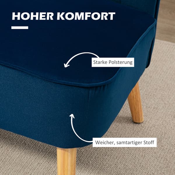 Sofa, 117x56,5x77 cm, Blå, Træ