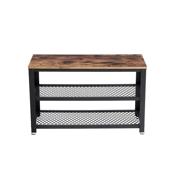 Skobænk 73x30x45 cm Brun Stål