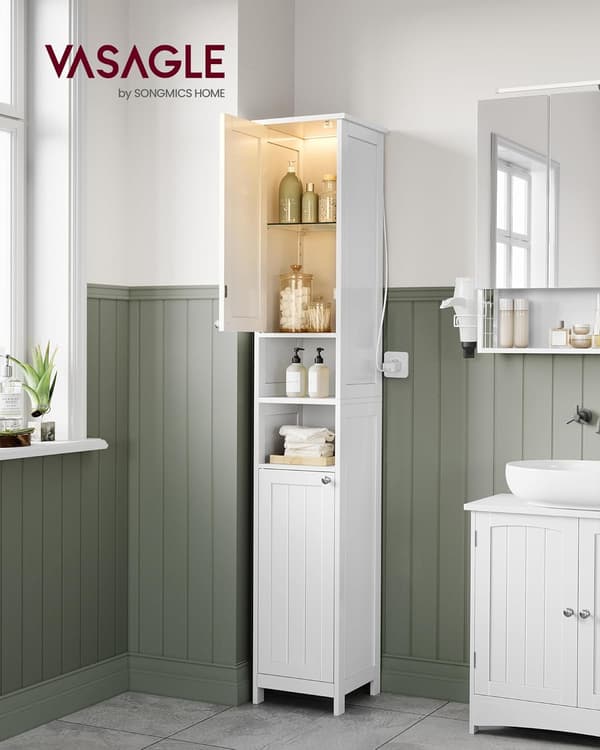 Badeværelsesskab 30x30x170 cm Hvid MDF