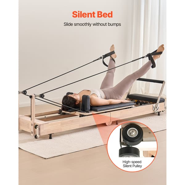 Pilates Reformer, 238x68x57 cm, Trä, Fällbar, Hemmagymutrustning