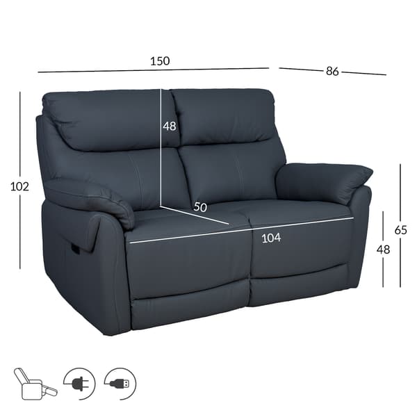 Fåtöljsoffa Bowen 150x86x102 cm Mörkgrå Läder