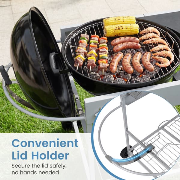 Grillbord til 18-22 tommer kedel 141x62x80 cm sølv/sort