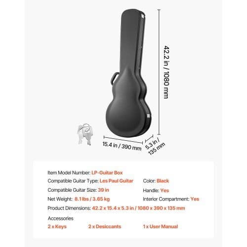 Elektrisk Guitar Hardcase LP-Guitar Box 108x39 cm sort