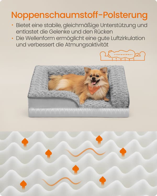Ortopedisk hundeseng, 71x58x16 cm, grå