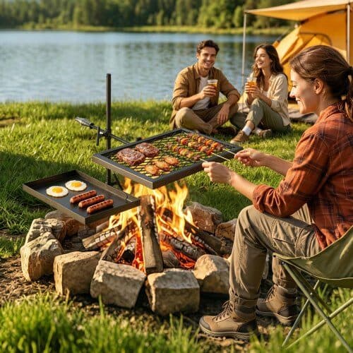 Campfire Grill Dobbelt Lag 720x435x840 mm sort
