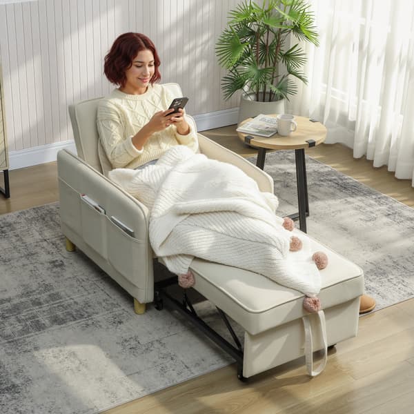 Sovesofa stol, 74x85.5x82 cm, Beige, stof