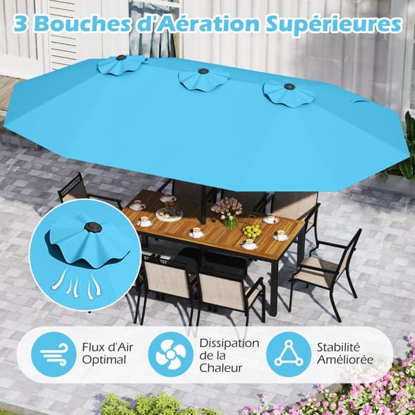 Dobbelt parasol med stander 470x285x261 cm Navy Blue