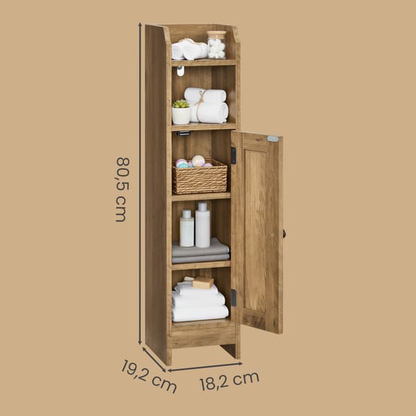 Kylpyhuonekaappi 20x18x80 cm Ruskea MDF