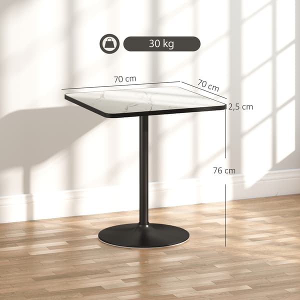 Matbord, 70x70x76 cm, Vit, Marmoreffekt