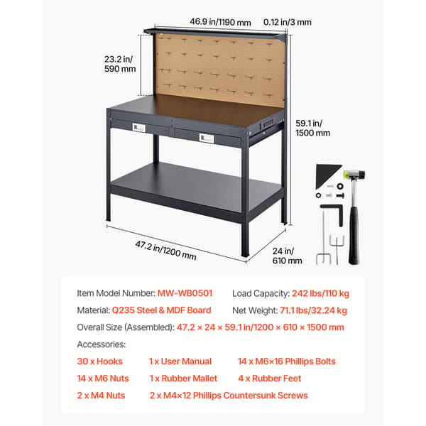 Arbejdsbord 150x61x120 cm hårdttræ opbevaring