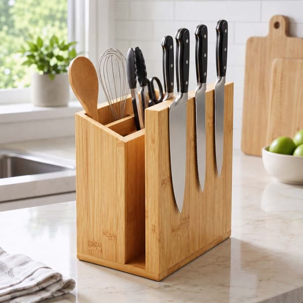 Magnetiskt knivställ med redskapshållare, bambu, Kodustaar