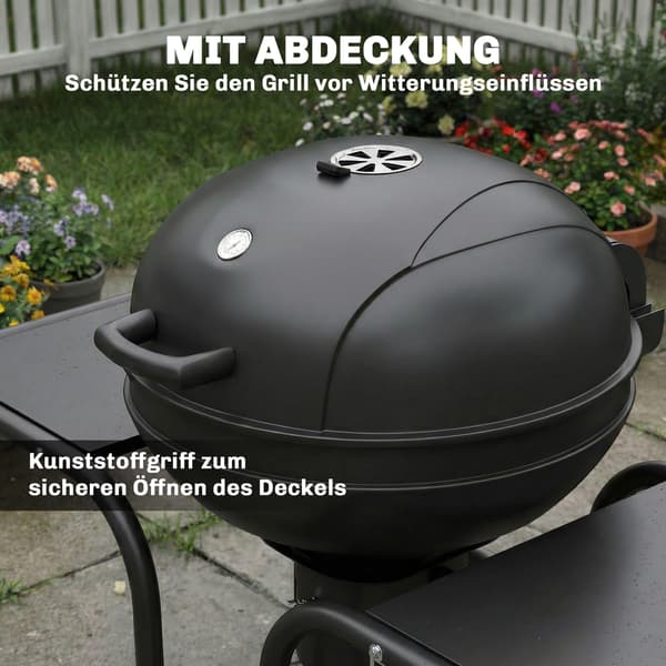 Kulgrill 129x63.5x106.5 cm sort, metal