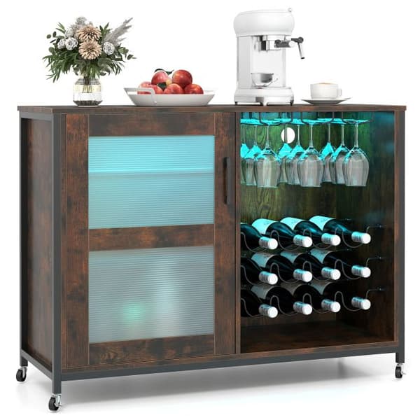 Buffé Sideboard 108x40x81 cm Brun, LED-belysning, Förvaring , Star