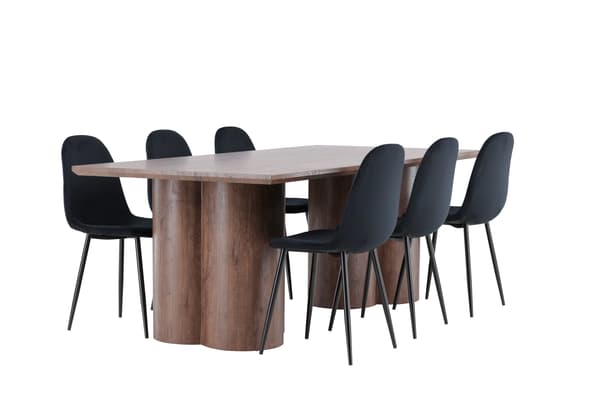 Spisebord og stol sæt Olivia 100x210 cm Sort MDF