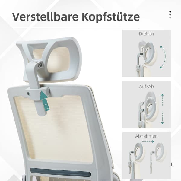 Kontorstol 60x61x121,5 cm Beige Justerbar