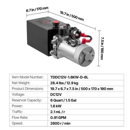 Hydraulisk Power Unit, 50x17x19 cm, Sort, Metal