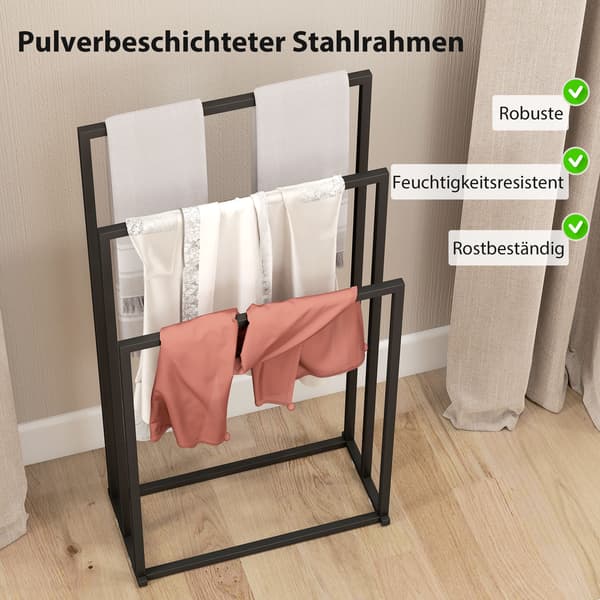 Håndklædeholder 45x21,5x85 cm Sort Stål