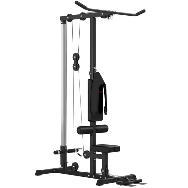 Lat pulldown- och roddmaskin 140x108x197 cm svart