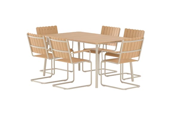 Spisebordssæt, Holmsund Rektangulær, Beige, Polywood