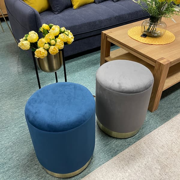 Ottoman LA PERLA 35x42 cm blå sammetstyg