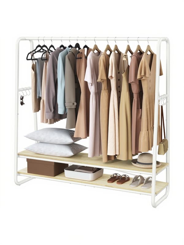 Klesstativ 45x138x160 cm Beige Stål
