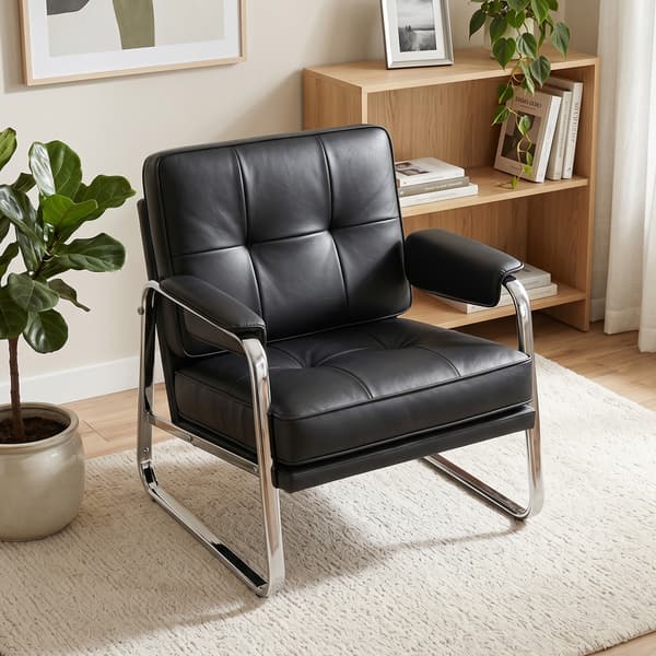Lounge stol 80x79x84 cm sort kunstlæder