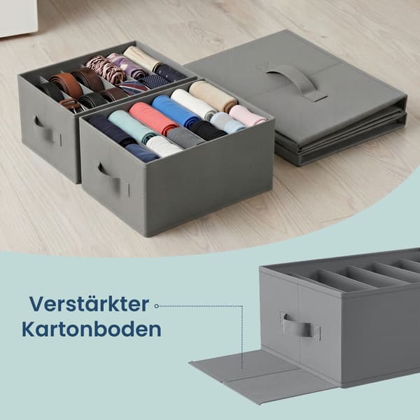 Garderobsorganisatör Set Förvaringslåda 42x30x17 cm Grå Tyg