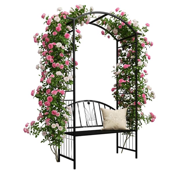 Rose Arbour med bænk, metal, sort, Kodustaar