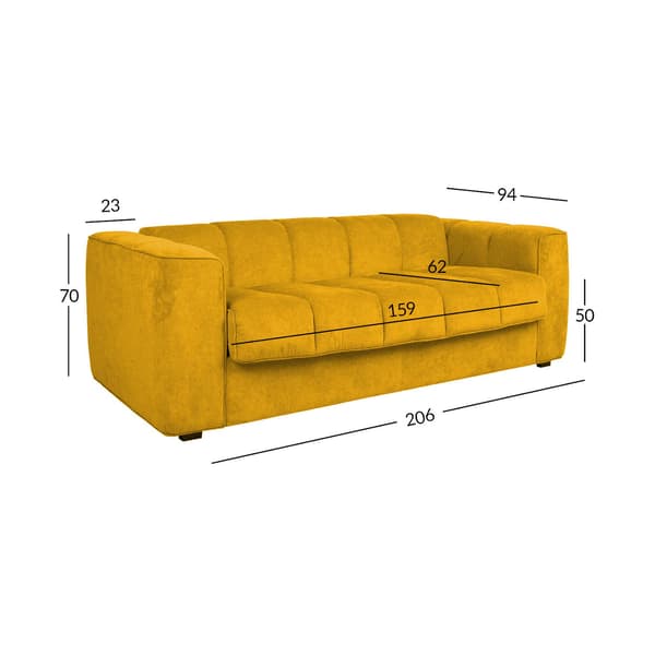 Soffa Säng STELLA 206x94x70 cm gul