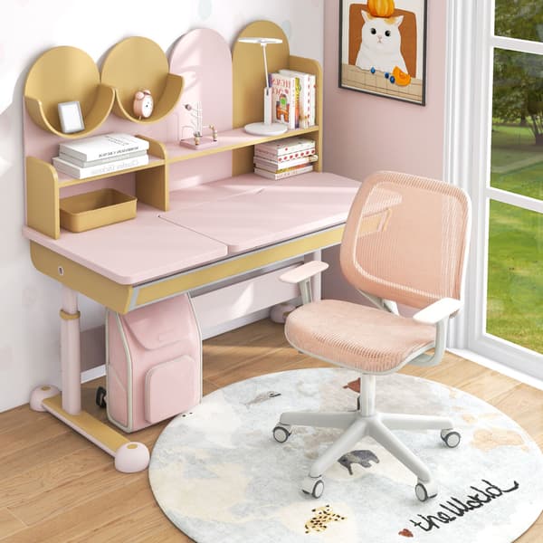 Børne Mesh Rullegardin Kontorstol 57x57x80-92 cm pink