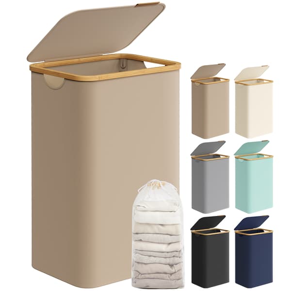 Tvättkorg 90L 42x32x70,5 cm tan